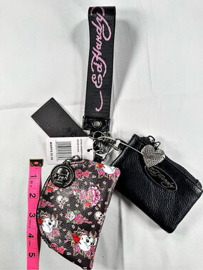 NWT Ed Hardy Floral Mini Bag Set in Black & Pink